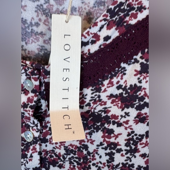 NWT Love Stitch Boho Bell Sleeve Lace Detail Top Small - Picture 14 of 16